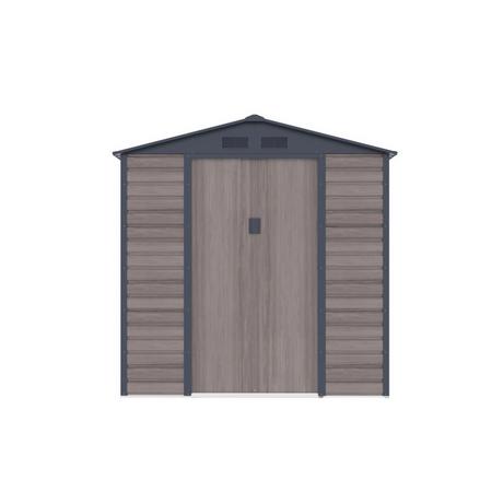 Vente-unique Casetta da giardino 4,15 m² in Acciaio galvanizzato effetto legno Grigio - ADELMO  