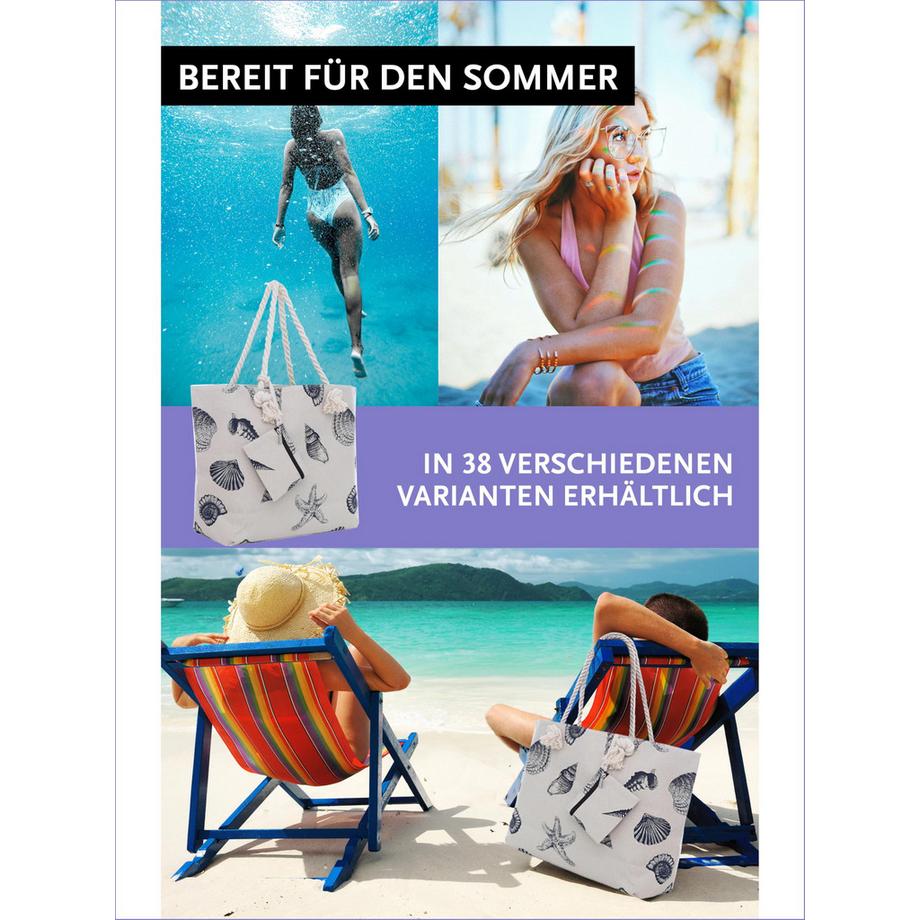 Only-bags.store Grand Sac de plage zippé 58 x 38 x 18 cm  