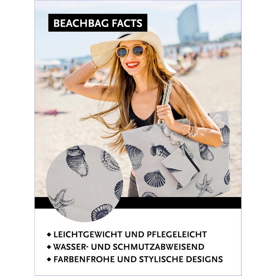 Only-bags.store Grand Sac de plage zippé 58 x 38 x 18 cm  