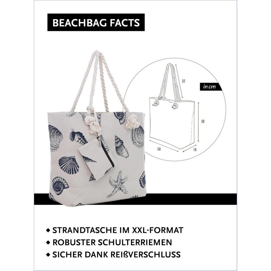 Only-bags.store Grand Sac de plage zippé 58 x 38 x 18 cm  
