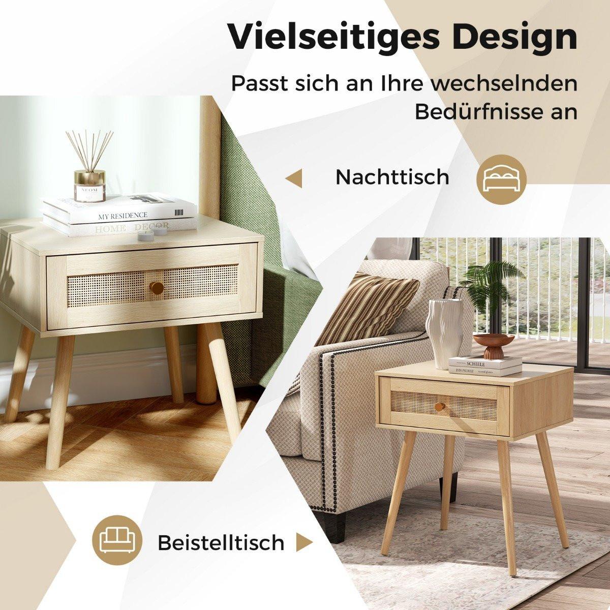 Northix Rattan-Nachttisch mit Schublade  