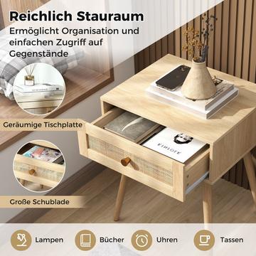 Rattan-Nachttisch mit Schublade