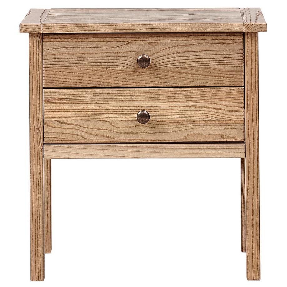 Beliani Table de nuit à 2 tiroirs en Sassafras Traditionnel SALTON  