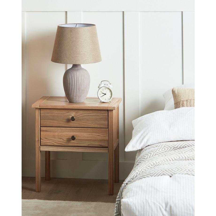 Beliani Table de nuit à 2 tiroirs en Sassafras Traditionnel SALTON  