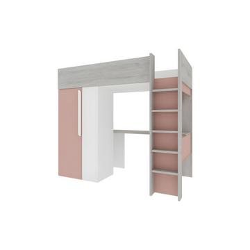 Hochbett mit Schreibtisch Kleiderschrank Rosa NICOLAS