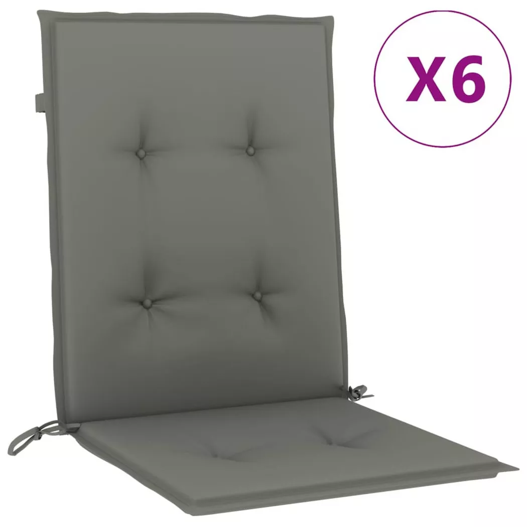 VidaXL - Coussin de chaise à dossier bas tissu, One Size, Gris