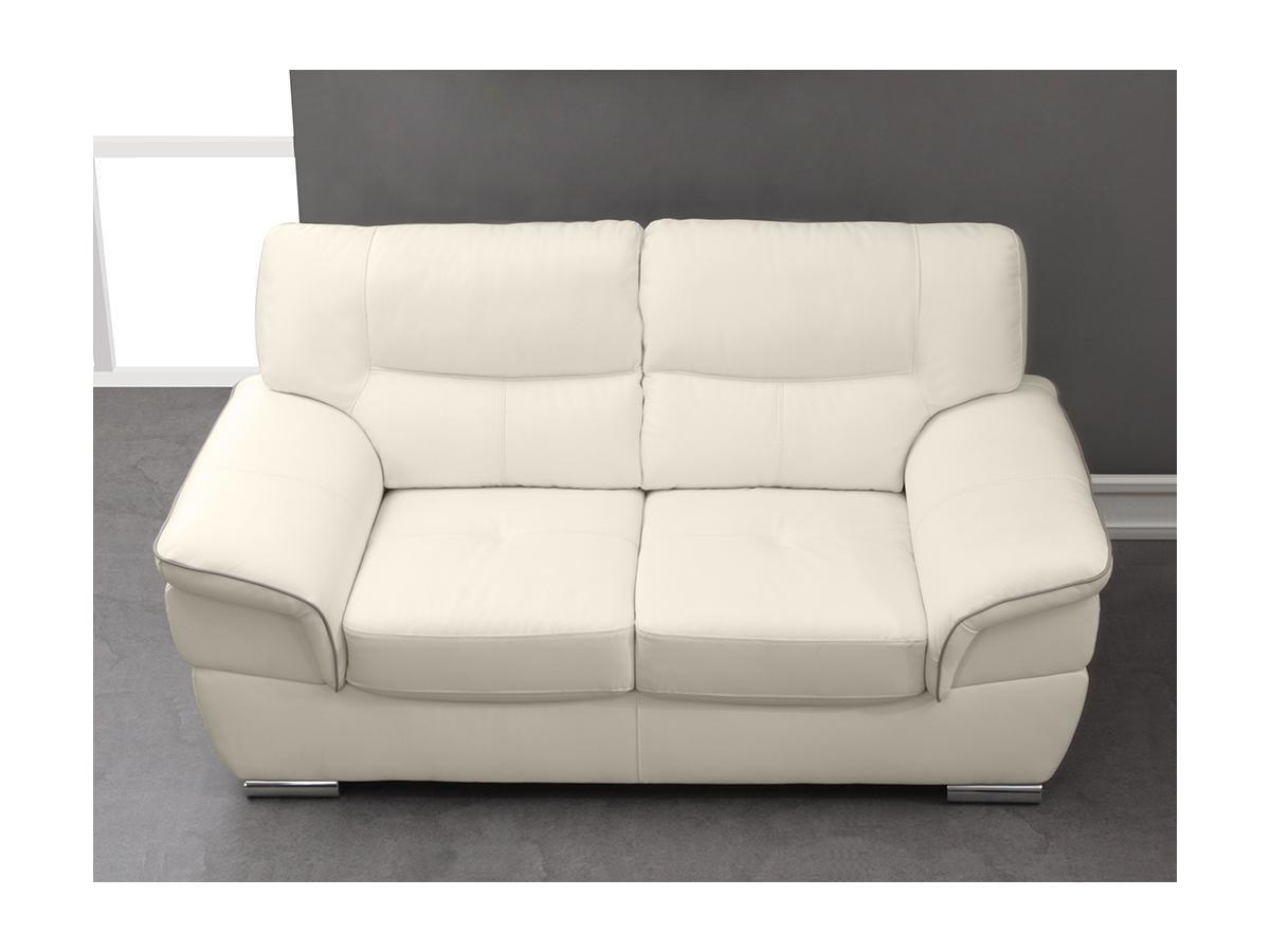 Vente-unique Couchgarnitur Leder 3+2+1 Elfenbein THIBAULT  