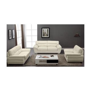 Vente-unique Couchgarnitur Leder 3+2+1 Elfenbein THIBAULT  