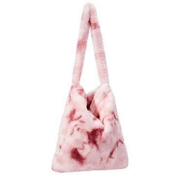 Plüschhandtasche mit Reißverschluss Süße flauschige Umhängetasche Umhängetasche, Rosa