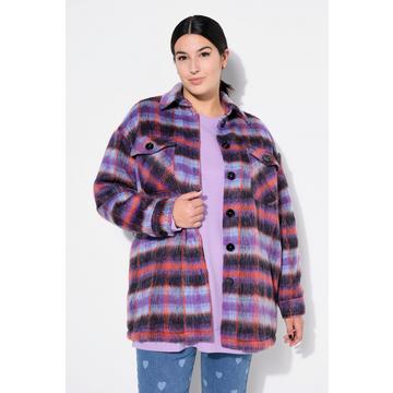 Karo-Hemdjacke, oversized, Langarm