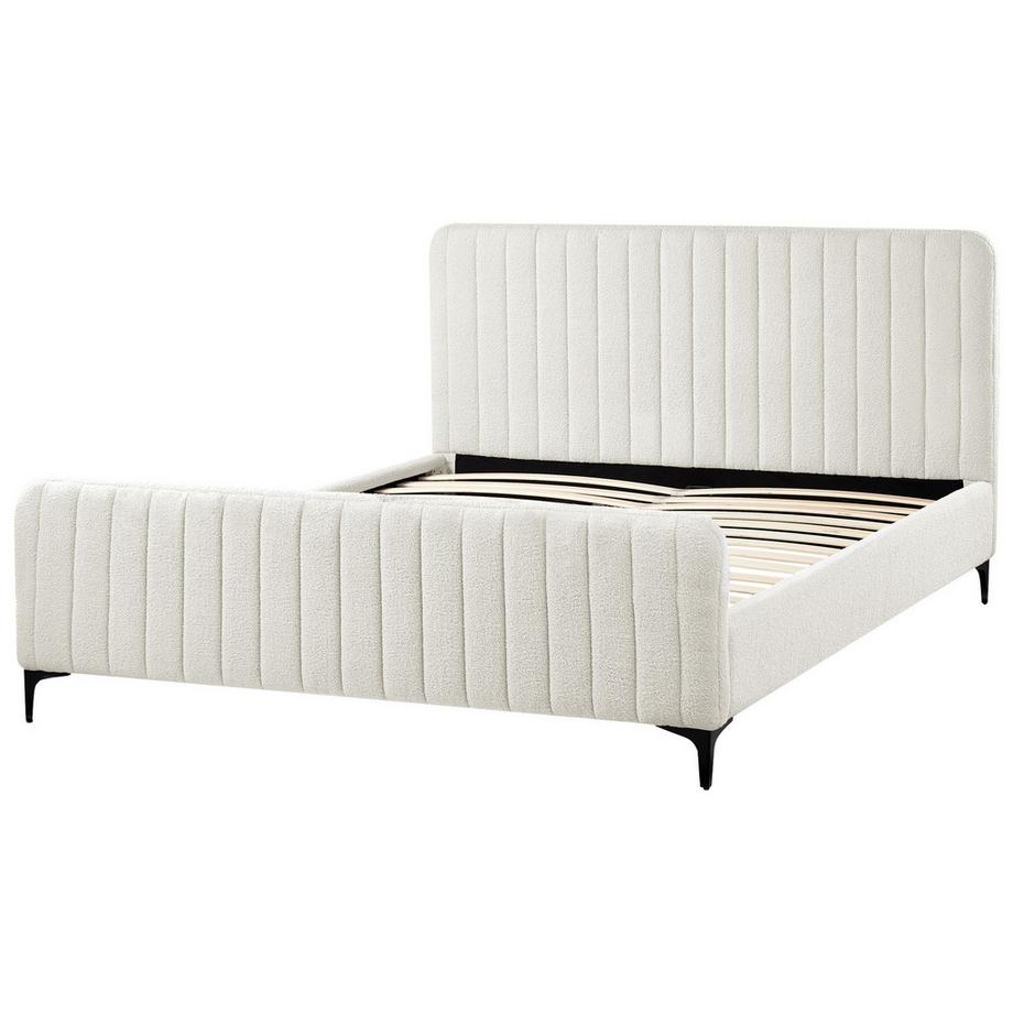 Beliani Lit avec sommier en Bouclé  LUNAN  