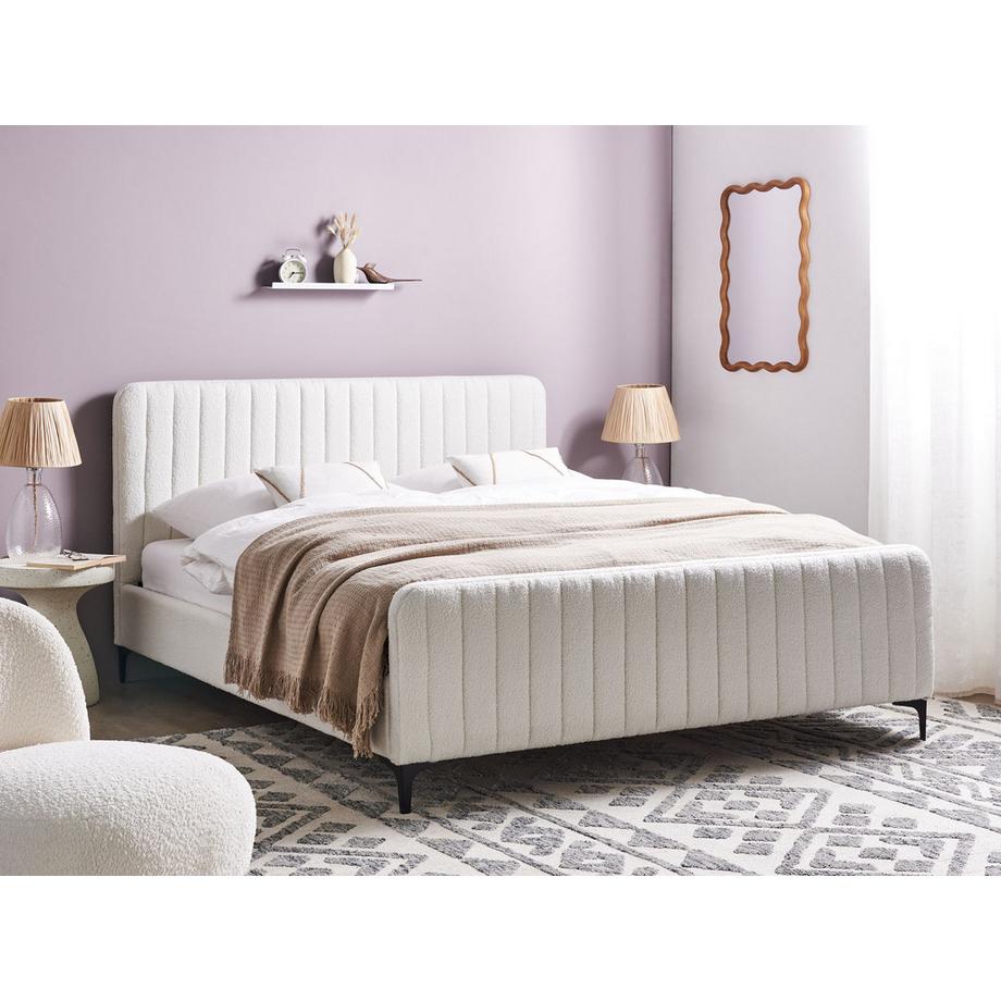 Beliani Lit avec sommier en Bouclé  LUNAN  