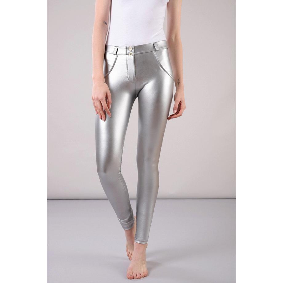FREDDY WR.UP Pantaloni Superskinny Vita Media Effetto Metallico  