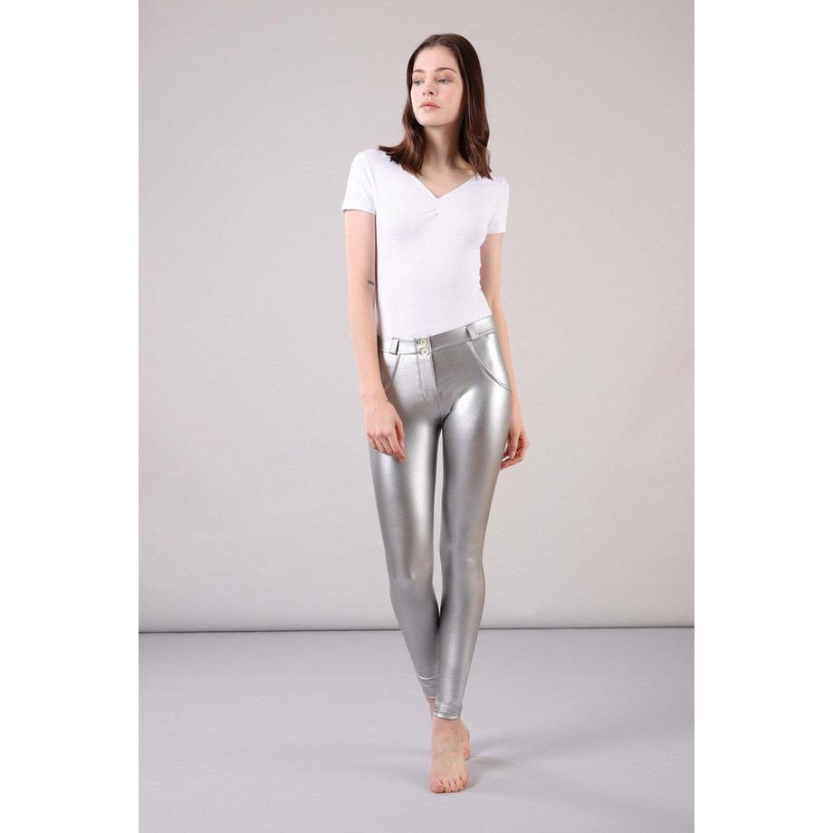 FREDDY WR.UP Pantaloni Superskinny Vita Media Effetto Metallico  