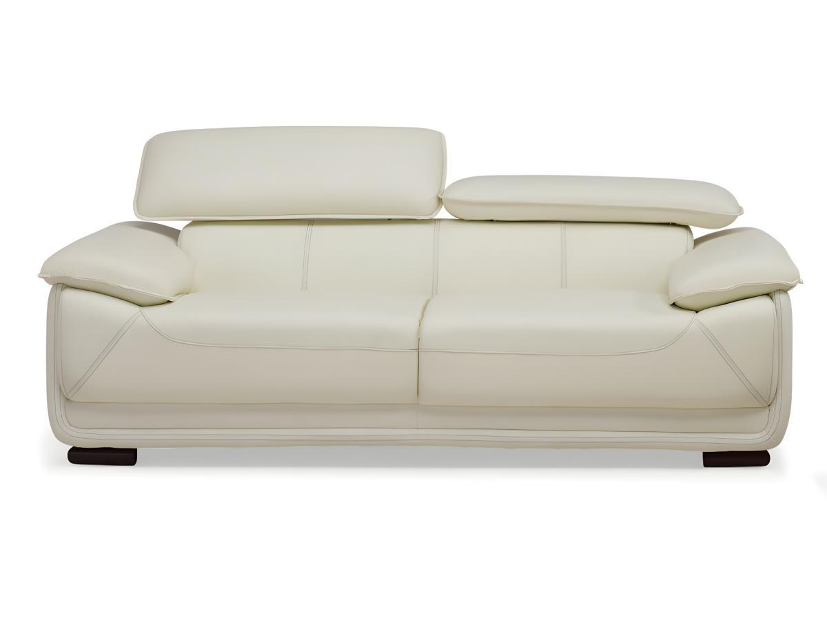 Vente-unique Ledersofa 3Sitzer Elfenbein MACELO  