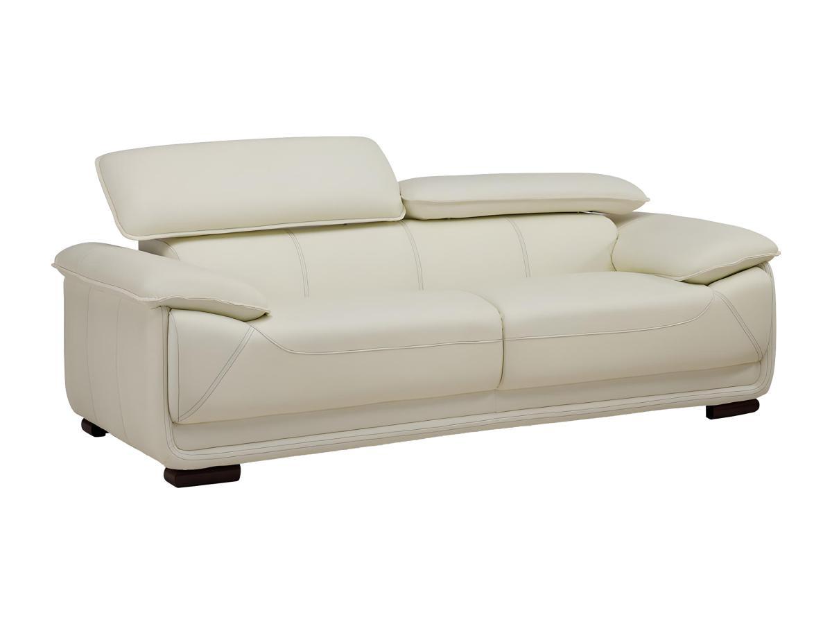 Vente-unique Ledersofa 3Sitzer Elfenbein MACELO  