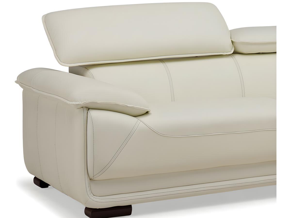 Vente-unique Ledersofa 3Sitzer Elfenbein MACELO  