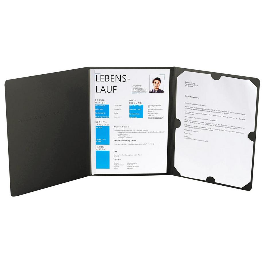 Exacompta EXACOMPTA Bewerbungsmappe A4 48661B schwarz 3-teilig  