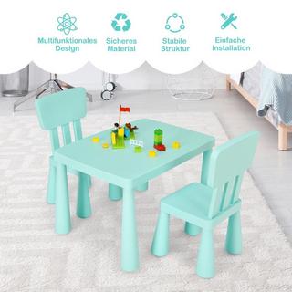 Northix  Gruppo di seduta per bambini composto da 3 pezzi, tavolo per bambini con 2 sedie, mobili per bambini in plastica, verde 