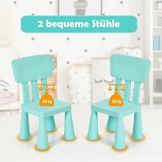 Northix  Gruppo di seduta per bambini composto da 3 pezzi, tavolo per bambini con 2 sedie, mobili per bambini in plastica, verde 