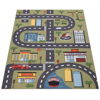 Paco Home Tapis pour chambre pour enfants, jouer des voitures de tapis, motif de rues  