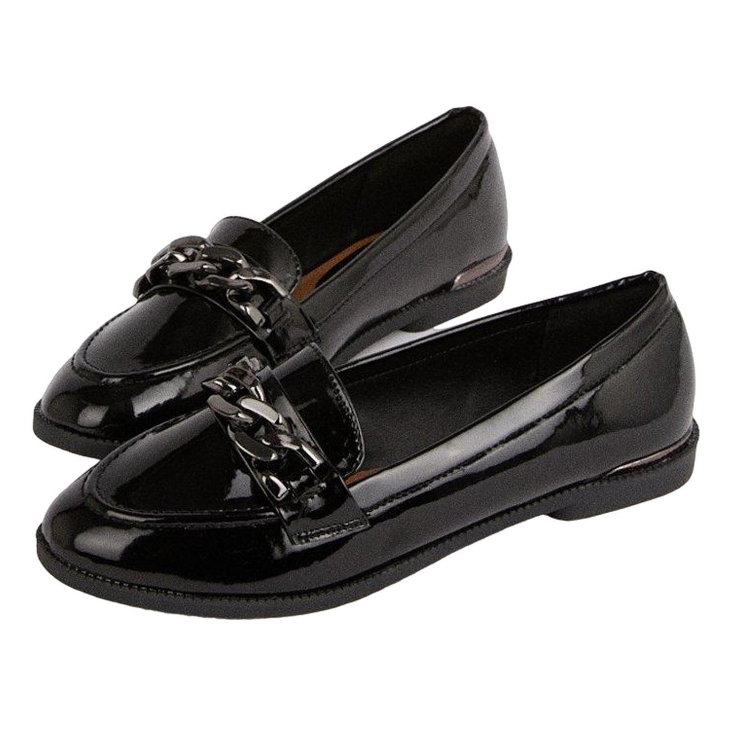 Image of Halbschuhe Leila, Kette, Glanzpu Damen Schwarz 38