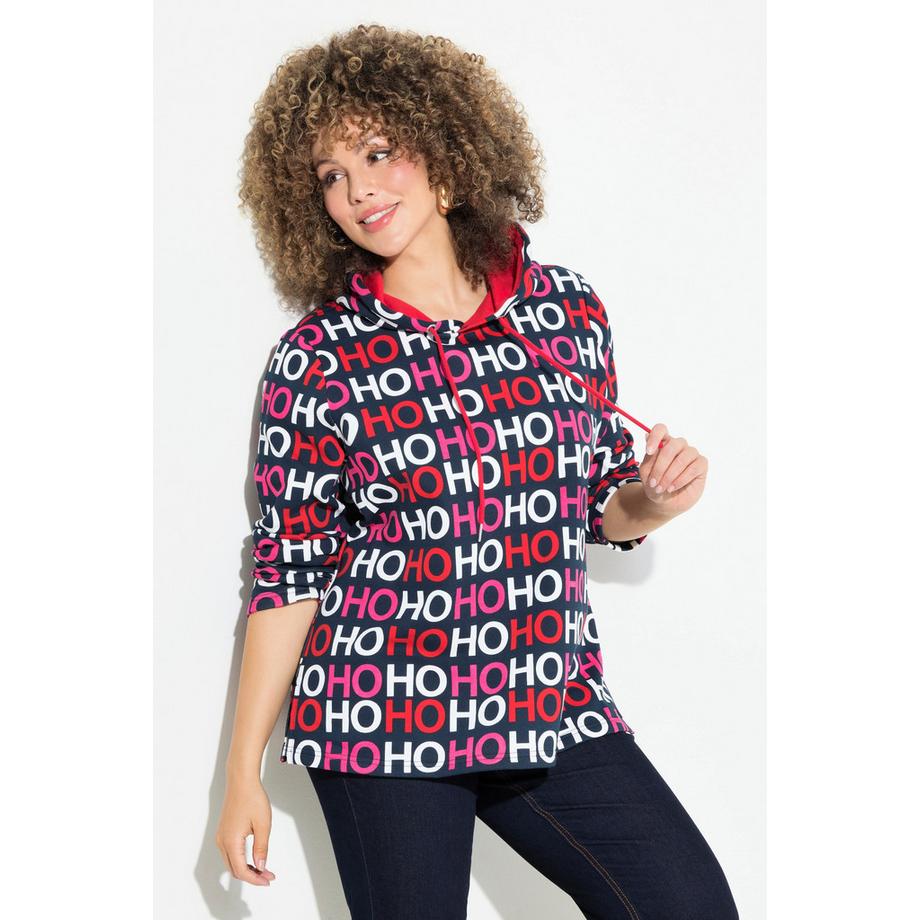 Ulla Popken Felpa Classica Ho Ho Ho Maniche Lunghe con Cappuccio  
