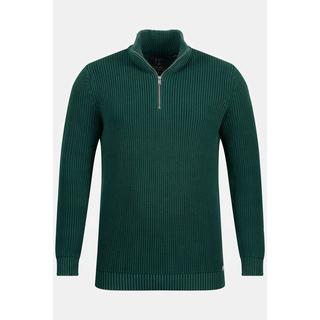 JP1880  Maglione polo con stone wash, collo alto e zip 