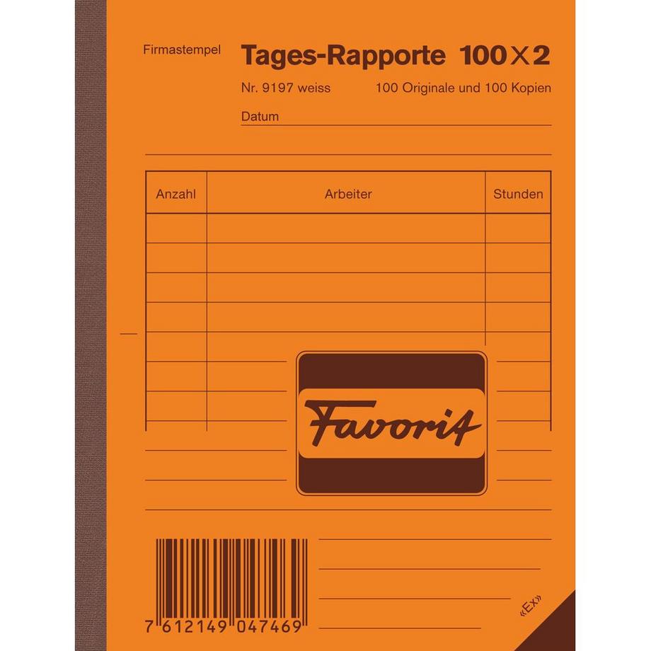 Favorit FAVORIT Tages-Rapport D A6 9197 W weiss/weiss 100x2 Blatt  