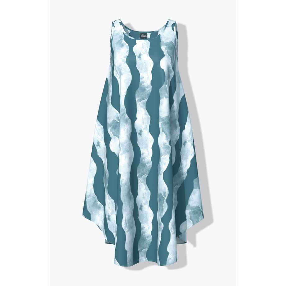 Ulla Popken Abito senza maniche fantasia a onde taglio svasato  