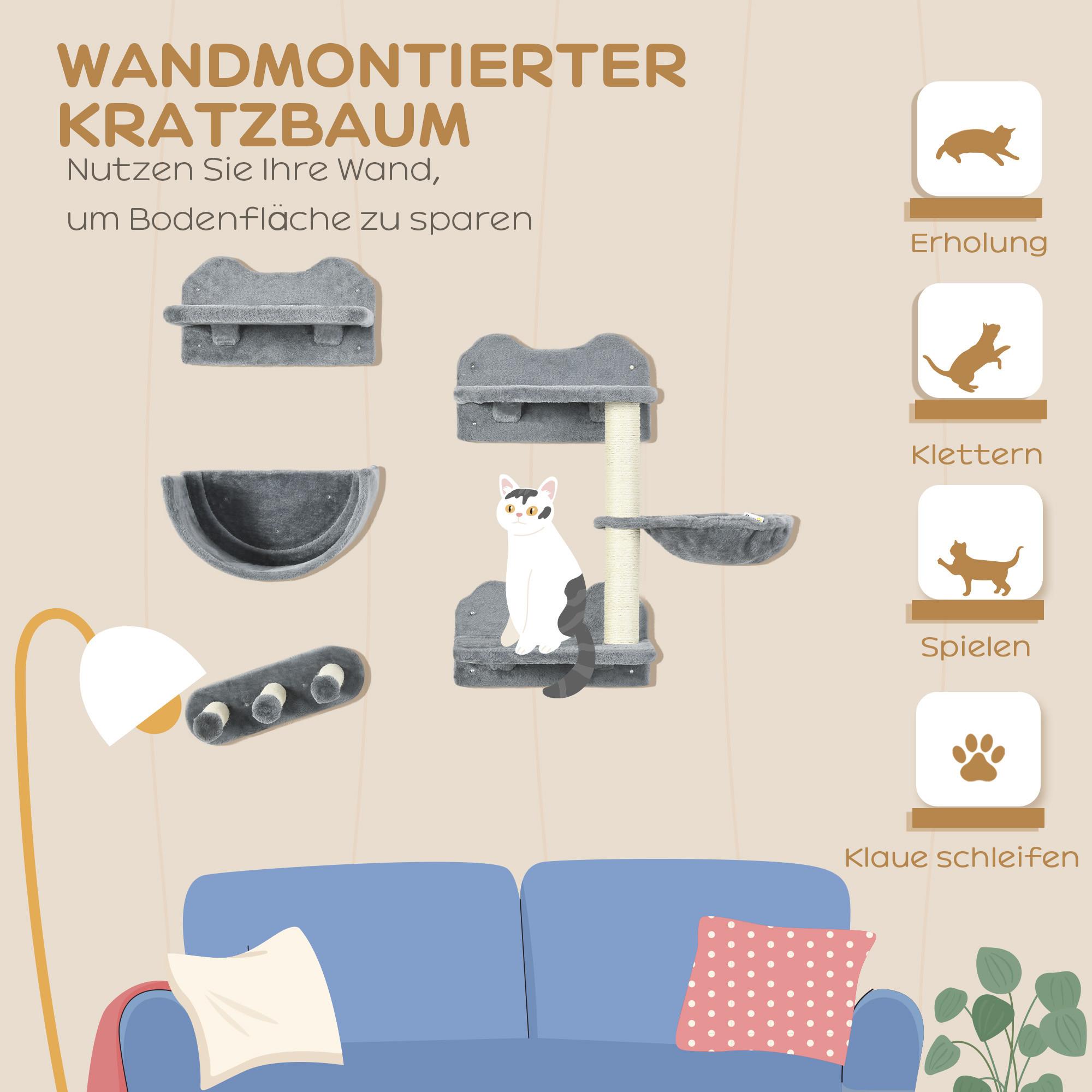 PawHut  Katzen Kletterwand Set 