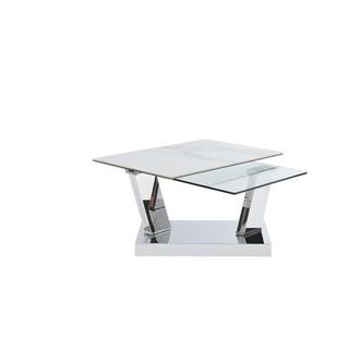 Vente-unique Couchtisch mit drehbaren Tischplatten Sicherheitsglas Stahl OXANA  