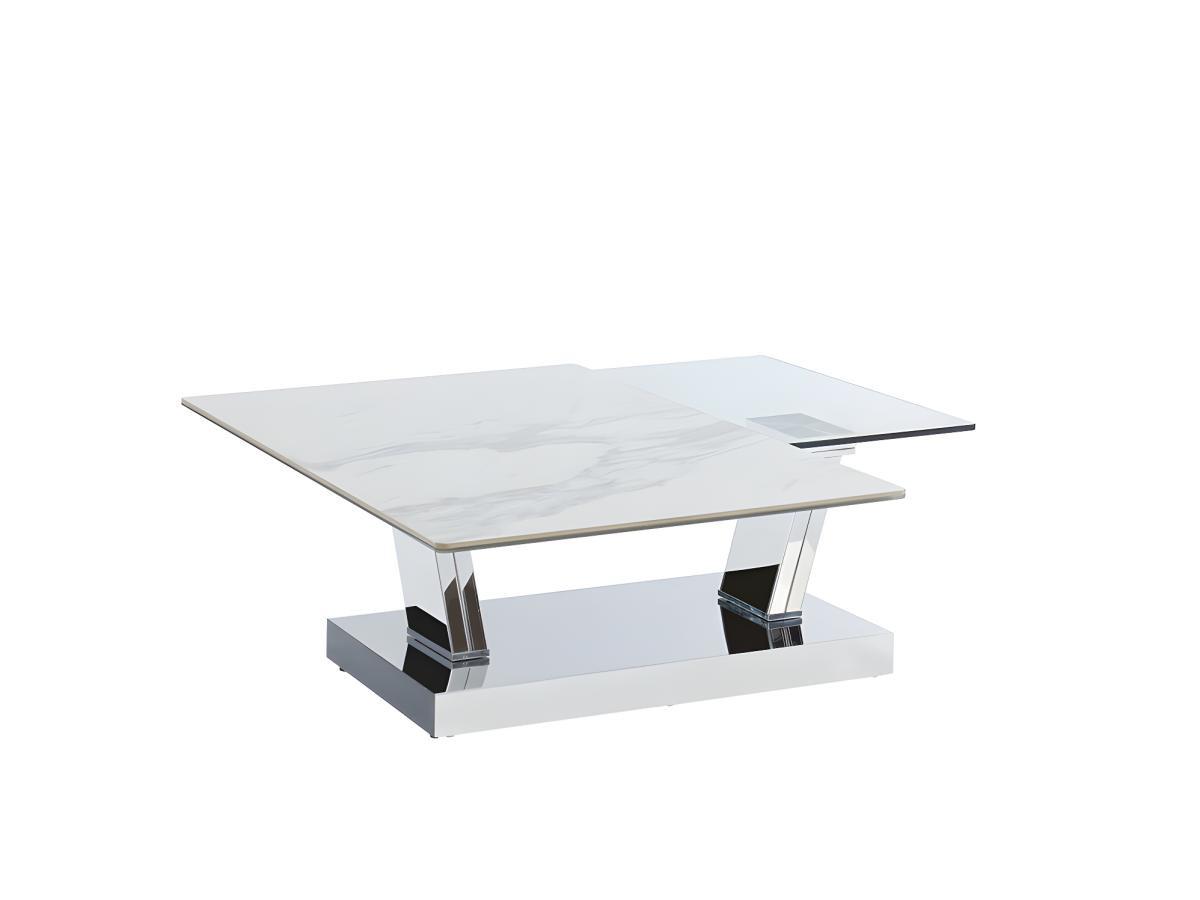 Vente-unique Table basse avec plateaux pivotants OXANA Verre trempé céramique acier Transparent  