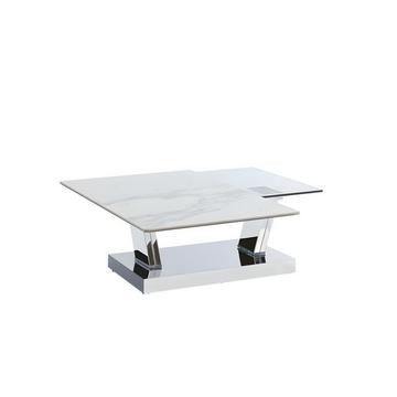 Table basse avec plateaux pivotants OXANA Verre trempé céramique acier Transparent