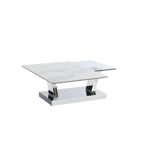 Vente-unique Table basse avec plateaux pivotants OXANA Verre trempé céramique acier Transparent  