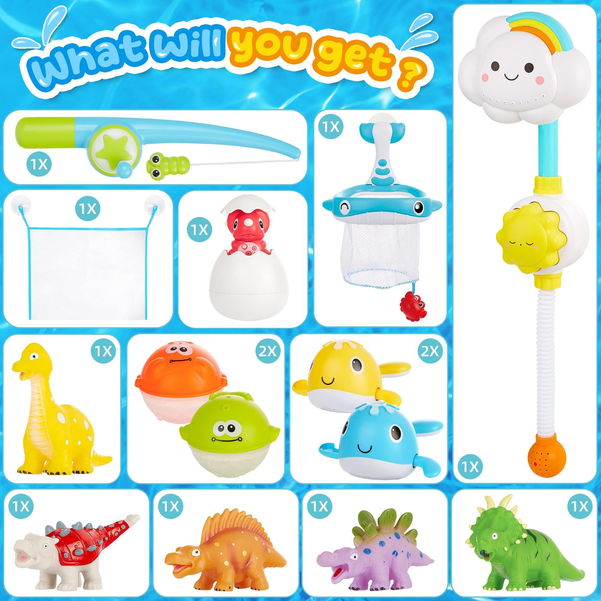 Activity-board  Badewannenspielzeug mit Aufbewahrungstasche, Badespielzeug Badewannenspielzeug Wasserspielzeug Kinder mit Dusche, aufziehbares Dinosaurier-Angelspiel ohne Form 