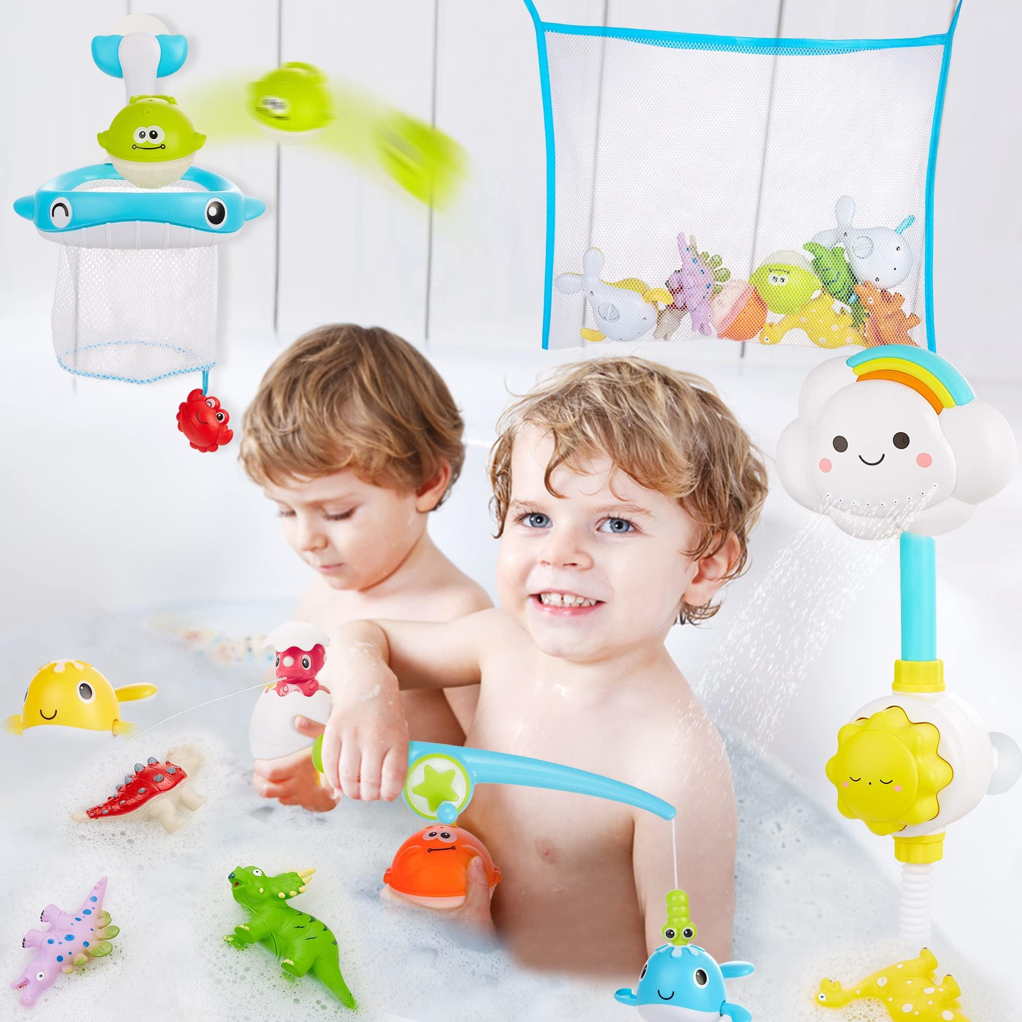 Activity-board  Badewannenspielzeug mit Aufbewahrungstasche, Badespielzeug Badewannenspielzeug Wasserspielzeug Kinder mit Dusche, aufziehbares Dinosaurier-Angelspiel ohne Form 