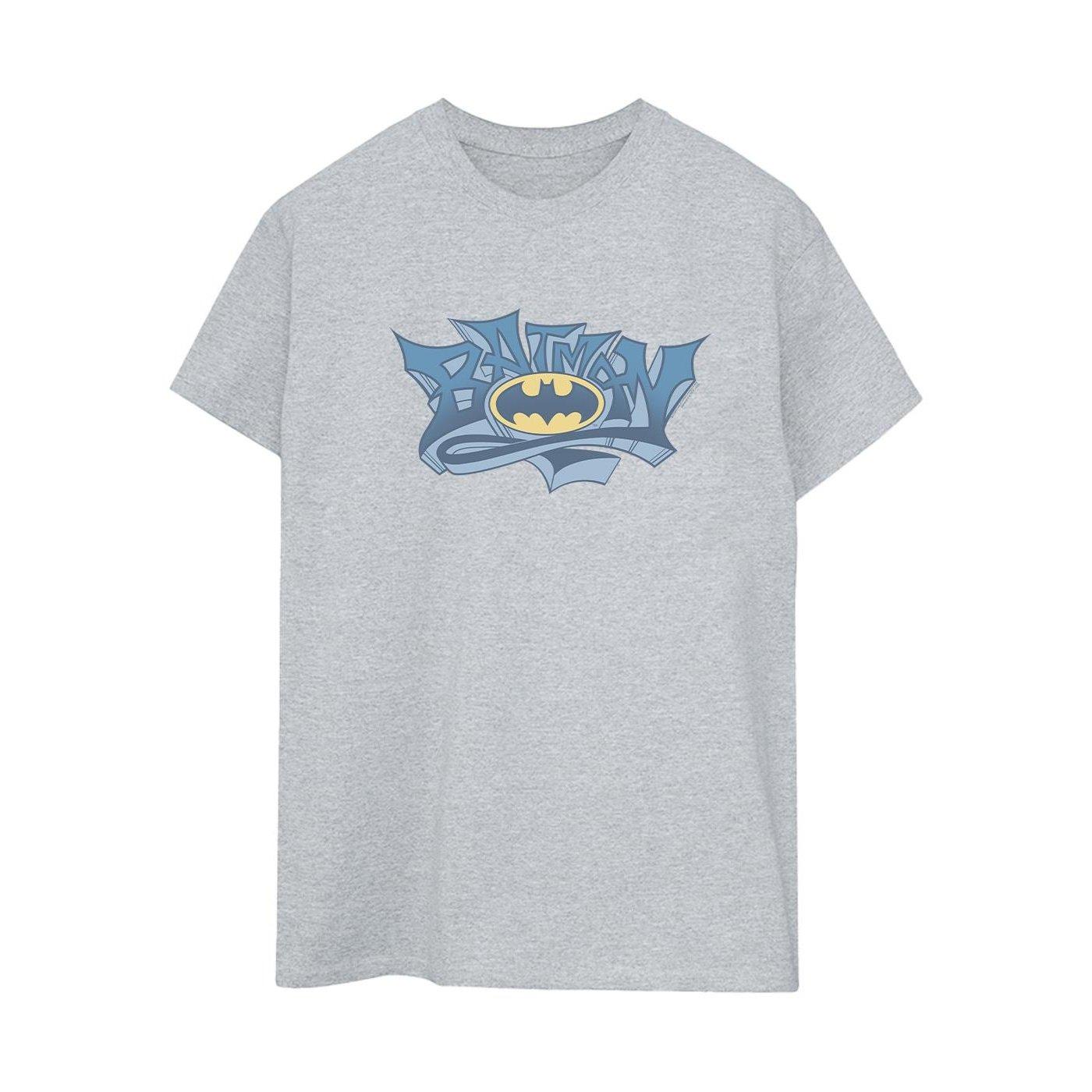 Image of Batman Graffiti Logo Tshirt Damen Grau S