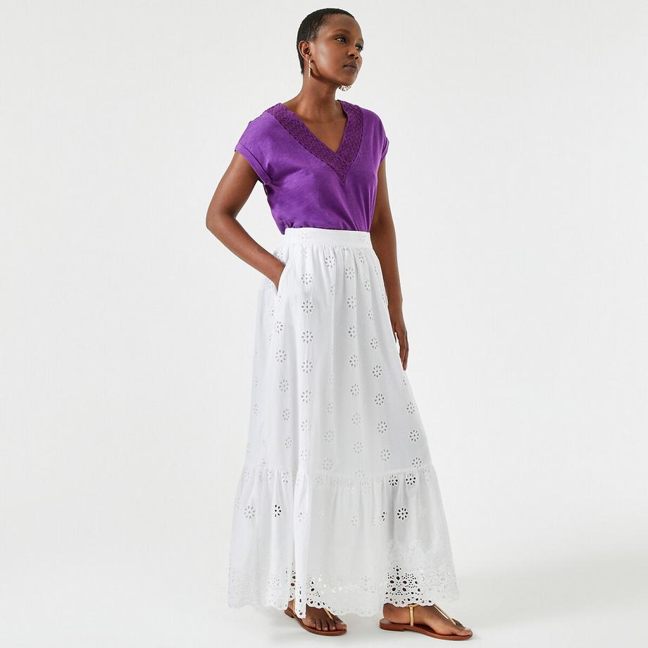 La Redoute Collections Gonna Lunga Svasata con Ricamo Sangallo  