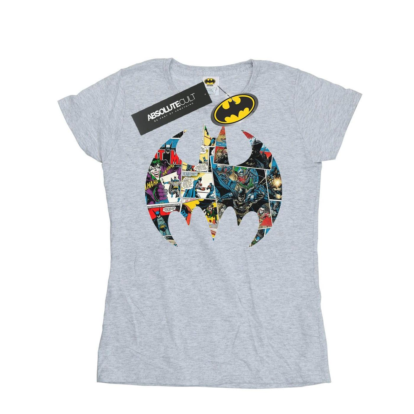 Image of Batman Comic Book Logo Tshirt Damen Grau S