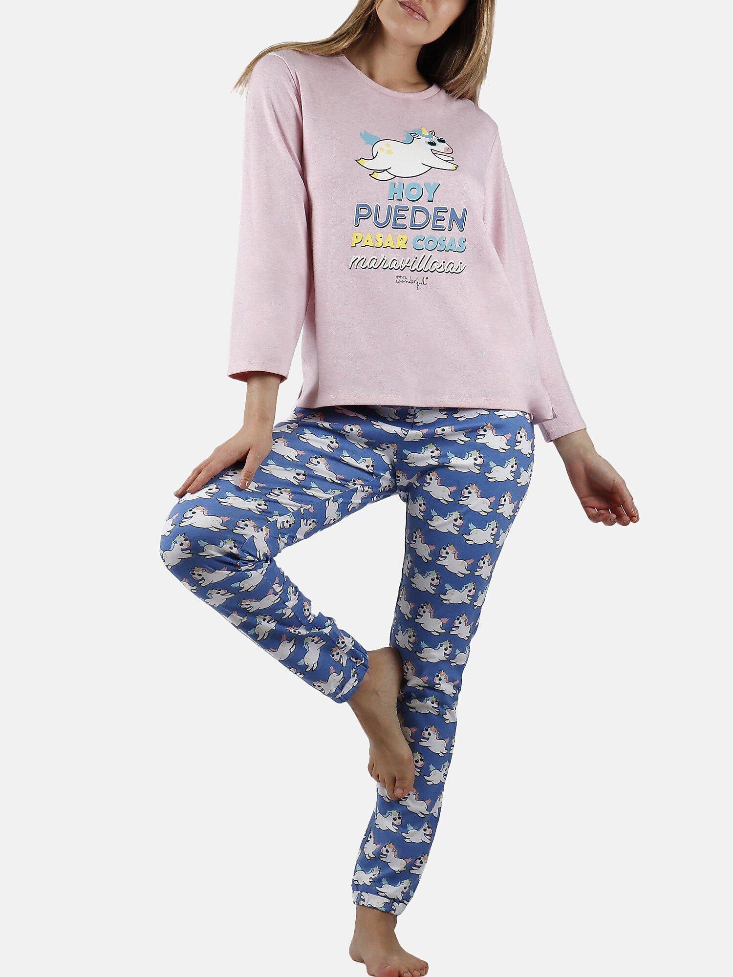 Image of Pyjama Hausanzug Hose Und Oberteil Unicornio Mr Wonderful Unisex Altrosa M