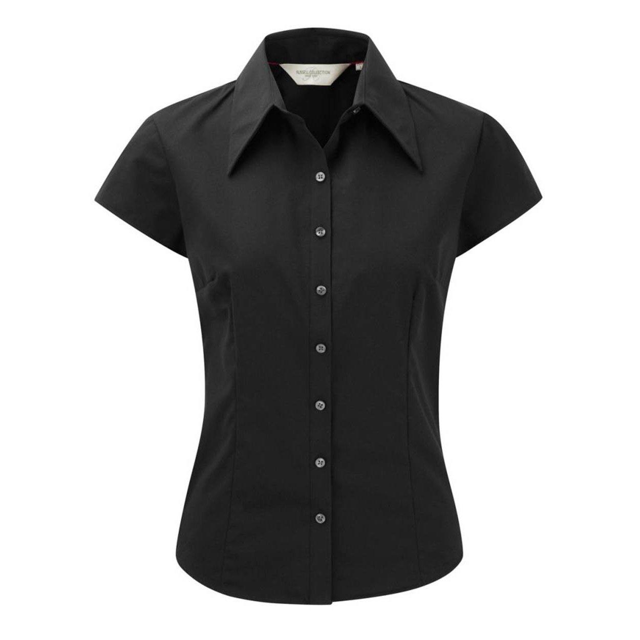 Image of Collection Bluse Tencel Kurzarm Damen Schwarz XXL