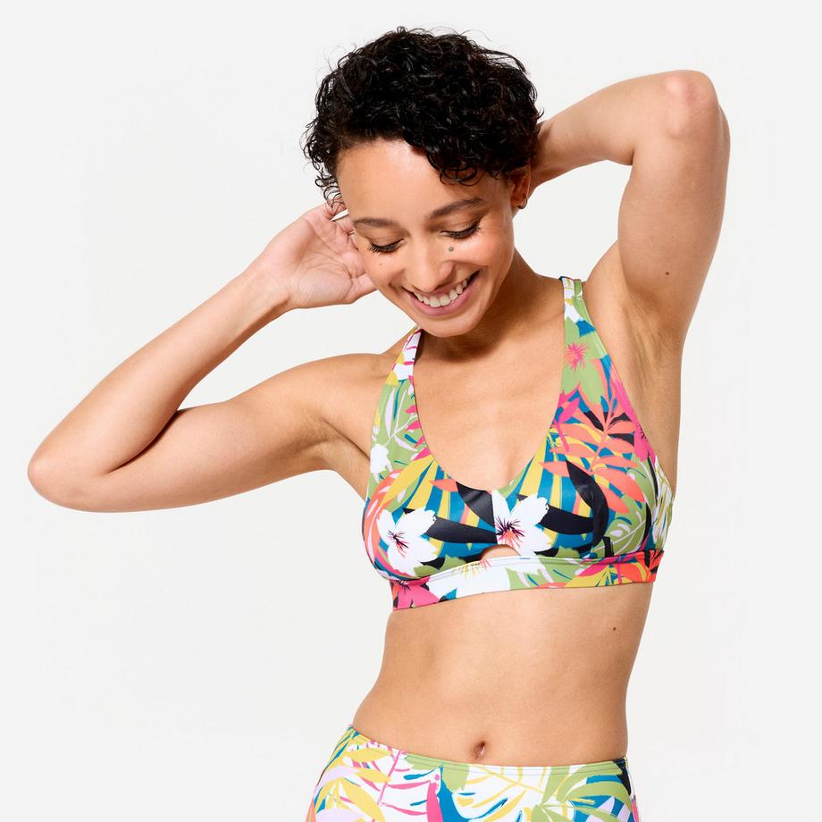 Haut de bikini surf imprimé floral femme polyester