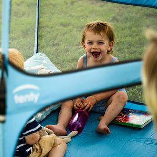 tenty  tenty parc avec tapis de sol et toit, bleu 