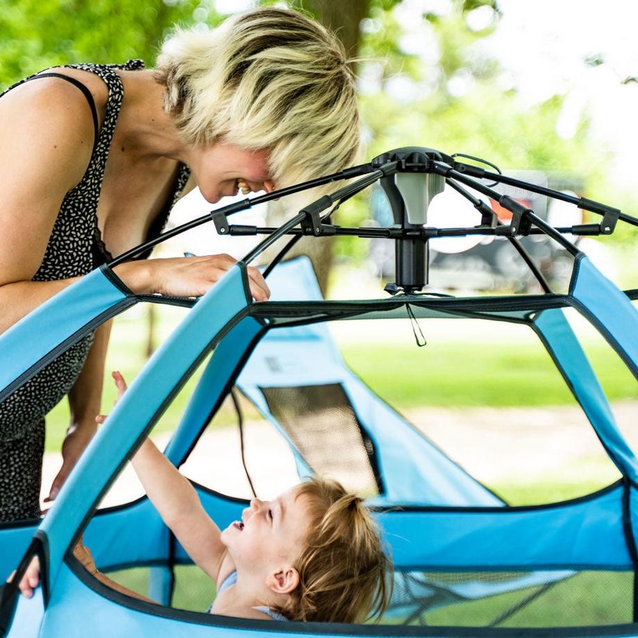 tenty  tenty Laufgitter Set mit Bodenmatte und Dach, Blau 