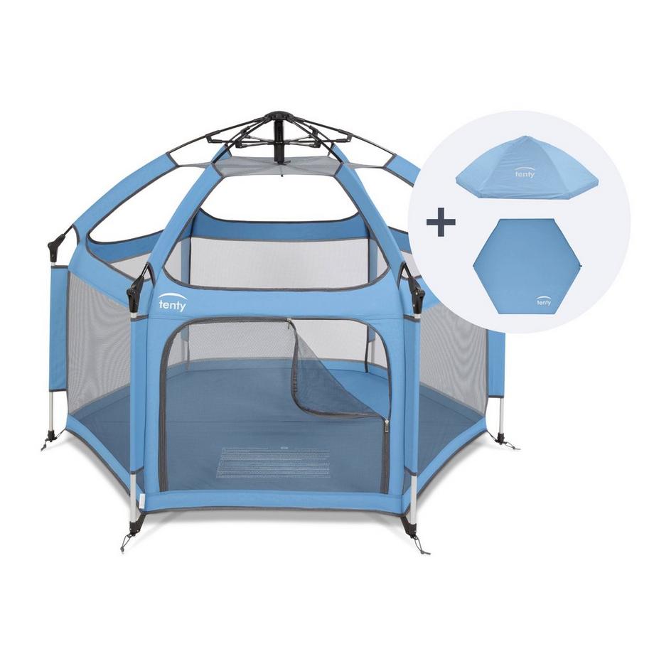 tenty  tenty Laufgitter Set mit Bodenmatte und Dach, Blau 