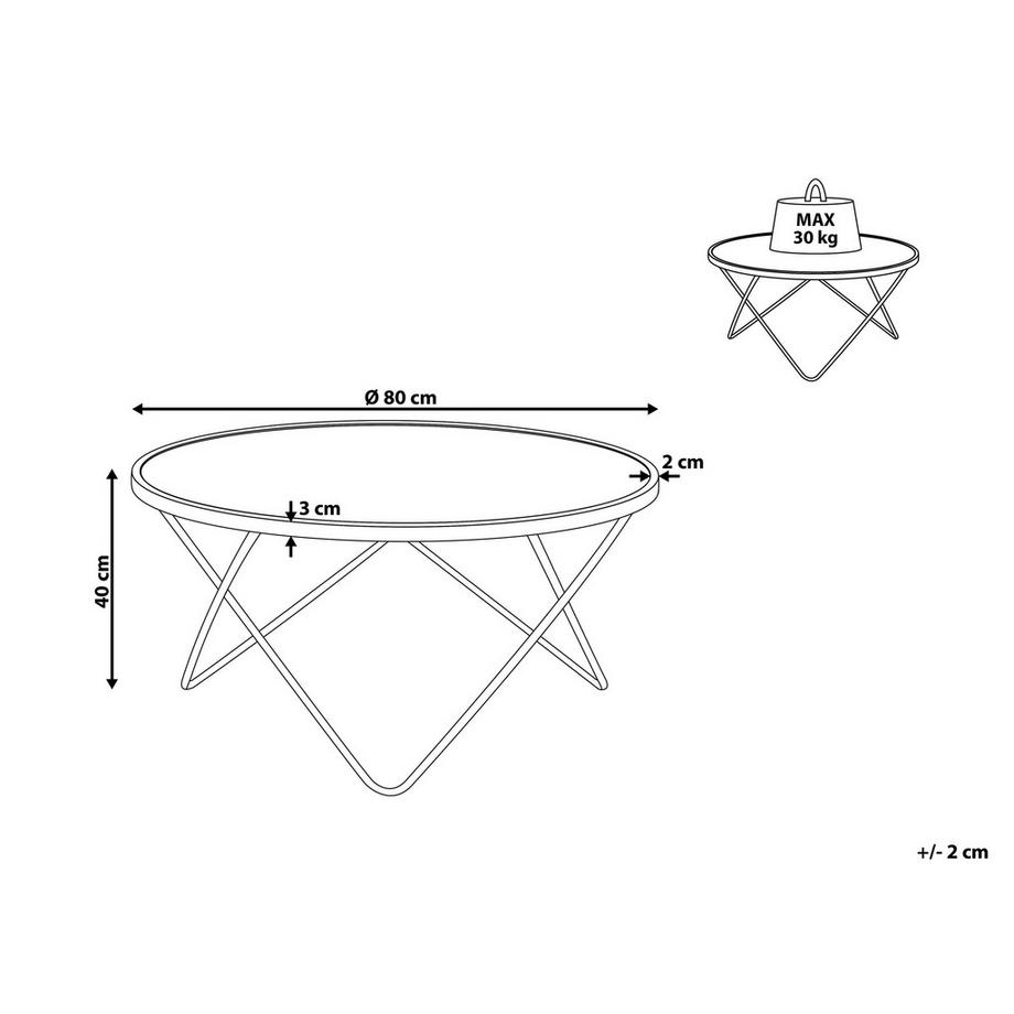 Beliani Couchtisch aus Sicherheitsglas Glamourös MERIDIAN  