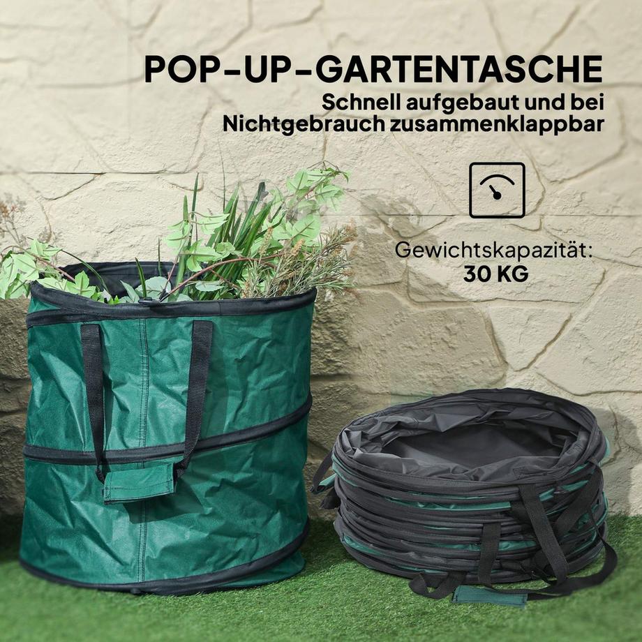 Northio  Gartensack 4x86L wasserdicht Gartenabfallsack mit Reißverschlussdeckel Griffe, stabil Laubsack, selbststehend Gartensäcke, wiederverwendbare Gartenabfallsäcke für Gartenabfälle Grünschnitt Aosom 