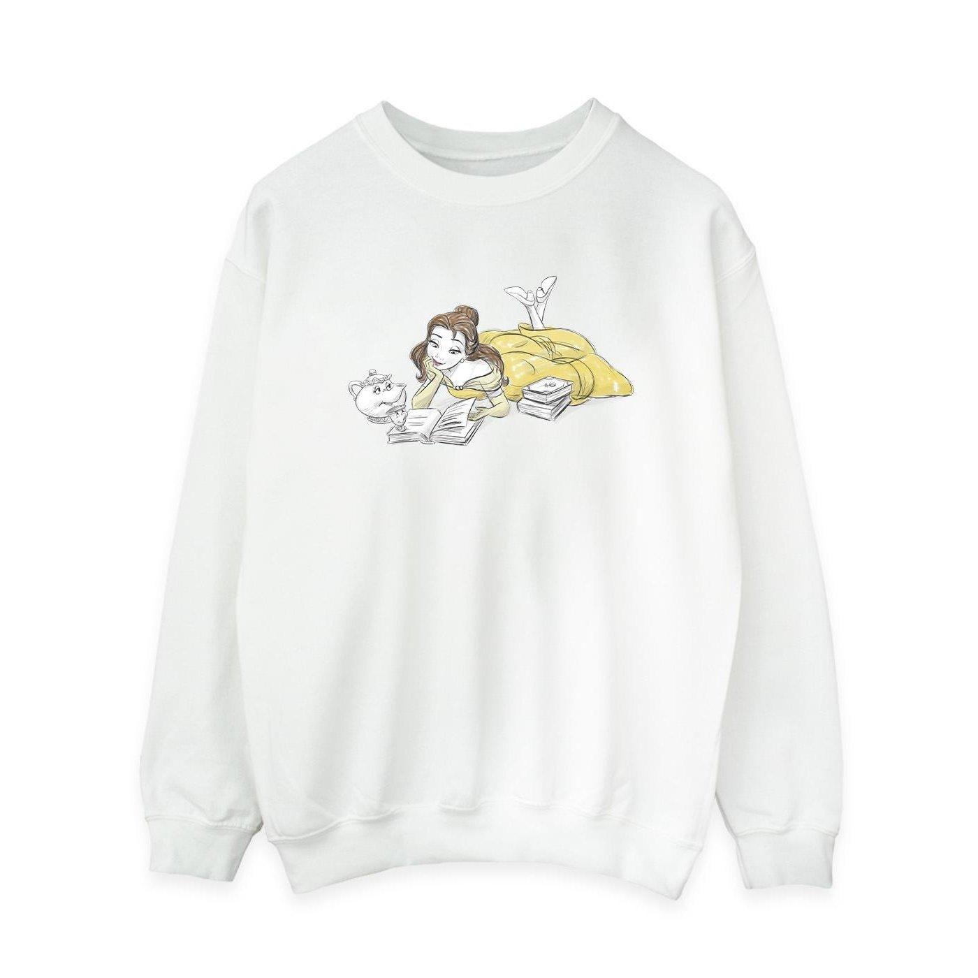 Image of Beauty And The Beast Belle Reading Sweatshirt Damen Weiss XL