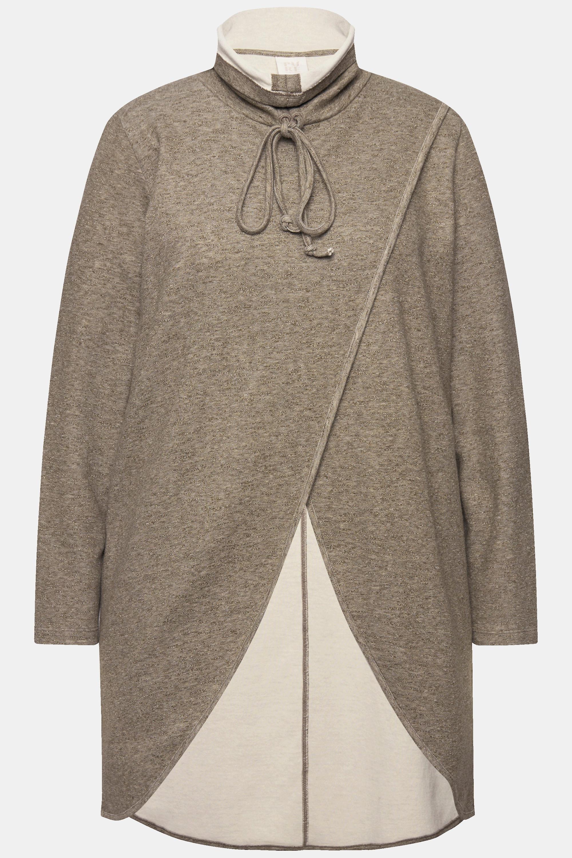 Ulla Popken  Long-Sweatshirt, Stehkragen, Langarm, Biobaumwolle 